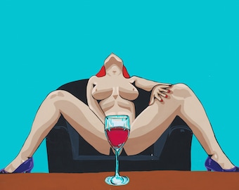 The Pleasure of Wine Art Print by Pop Artist JamiePop