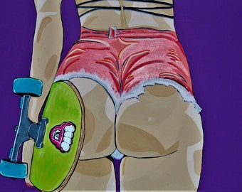 Skateboard butt, Art Print Print by Pop Artist JamiePop