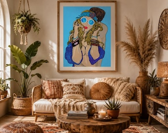 Hippy Love, Art Print by Pop Artist JamiePop