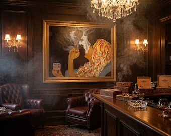 Whiskey and Cigar girl Print by Pop Artist JamiePop