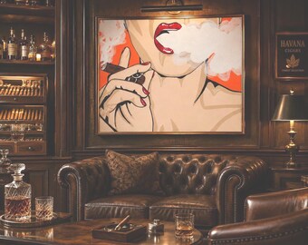 Sexy Cigar Smoker,  Art Print by Pop Artist JamiePop