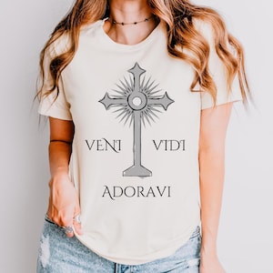 Women Catholic T-Shirt Adoration Gift for Women Catholic Shirt Latin Clever Catholic Tee Shirt for Catechist Gift Catholic Latin Tee Shirt