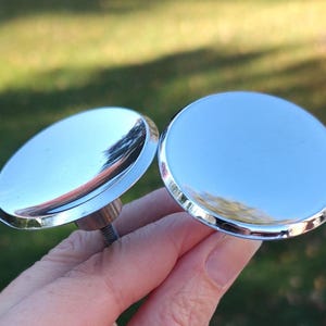 Pair of MCM Silver Tone Saucer Drawer Knob Pulls