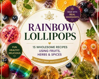 Rainbow Lollipops, Natural Candy Recipe Book, DIY Herbal Lollipops, Healthy Homemade Sweets, PDF