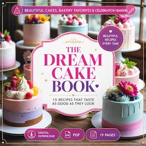 Receptbok för kakor | 15 eleganta dessertrecept (PDF digital nedladdning)