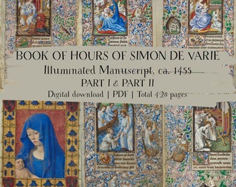 Manuscrito medieval iluminado – Libro de horas de Simon de Varie, partes I y II, PDF