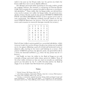 May include: A page from a book titled Magic Tables in the Book of Soyga, page 23, featuring text about historical manuscripts and a seven-by-seven grid of letters spelling VERITAS in a symmetrical pattern, followed by a section of footnotes.