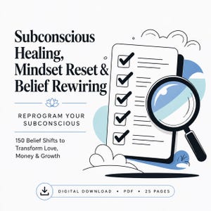 Herprogrammeer je onderbewustzijn, werkboek beperkende overtuigingen, mindset resetten, genezing van eigenwaarde en geld, pdf