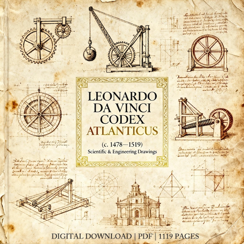 Codex Build Design Drawing Leonardo Da Vinci Codex Atlanticus, Manuscript Archive – Scientific ...