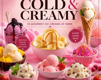 Gourmet Ice Cream Recipe Guide: 15 Vegan, Custard & Sorbet Flavors (PDF Cookbook)