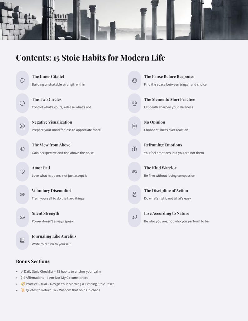 Stoic Mindset Guide: Daily Stoic Habits Workbook, PDF Download, eBook image 4