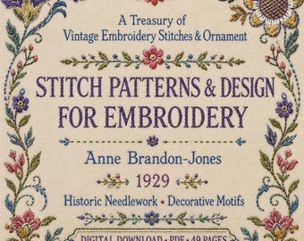 Patrones de puntadas para bordado, diseños de costura vintage, motivos florales y decorativos, PDF