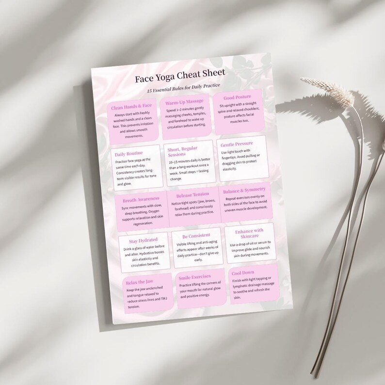 Face Yoga Cheat Sheet: 15 Essential Rules (PDF, Digital Download) - Etsy