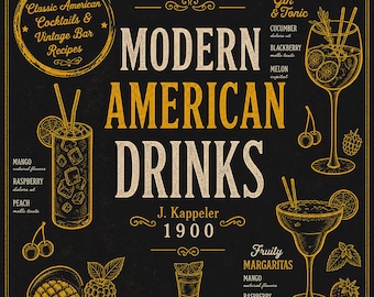 livre de cocktails vintage, boissons américaines modernes, recettes de bar classique et guide de mixologie, collection de boissons anciennes, PDF