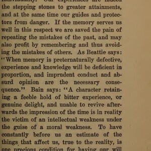 May include: A page from a vintage book with the title "Its Importance" and the number 11 at the top. The text is in black ink on aged, cream-colored paper. The text discusses the importance of memory and experience.