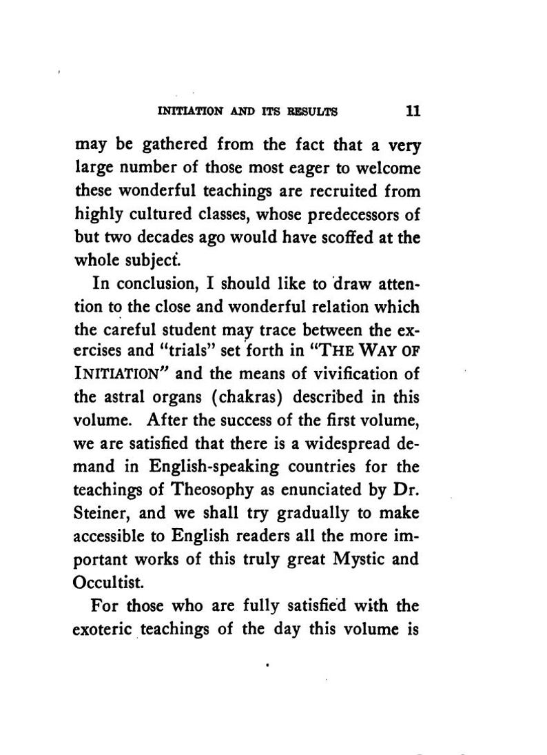 May include: A page from a book titled "INITIATION AND ITS RESULTS" with text in black font. The text discusses teachings, astral organs, and Theosophy. The page number is 11.