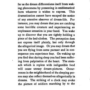 May include: A page from a vintage book with the title "INITIATION AND ITS RESULTS" at the top. The text discusses dreams and their symbolic nature, with paragraphs of black text on a cream-colored background.