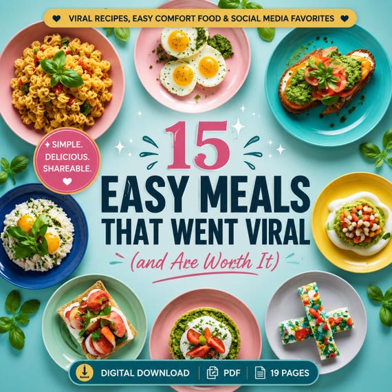 Viral Recipes PDF – 15 Easy TikTok Meals, Trending Comfort Food eBook, Digital Download