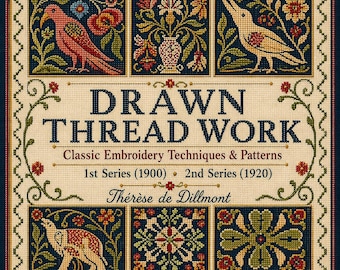 Patrones de bordado, Hardanger, Punto Tagliato - Bordado con hilo dibujado, Paquete de la 1.ª y 2.ª serie, PDF