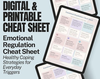 Hoja de referencia para la regulación emocional: estrategias de afrontamiento saludables para gestionar los desencadenantes y el estrés / PDF imprimible