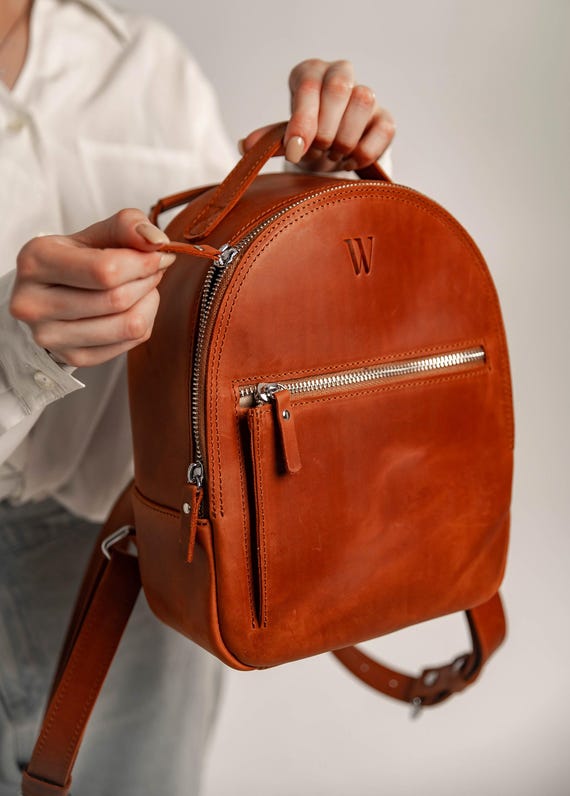 Chic Brown Leather Backpack Chic Leather Backpack Made of Genuine Leather - Etsy main image 3
