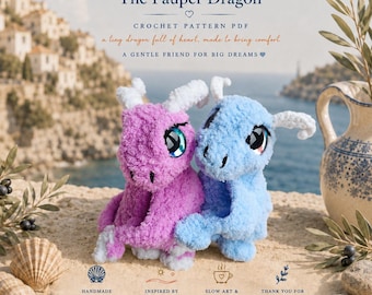 Crochet pdf pattern for Skye the pauper dragon!
