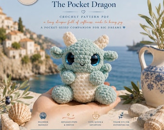 Mochi the Pocket Dragon Crochet Pattern | Amigurumi Dragon PDF | Cute Kawaii Dragon Tutorial | Beginner Friendly Plush Pattern