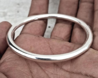 Handmade 925 Sterling Silver Bangle: Minimalist Round Bracelet