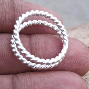 Handcrafted Sterling Silver Rope Ring: Minimalist Twisted Stacker