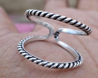 Adjustable Sterling Silver Twisted Ring: Thumb, Knuckle, Midi