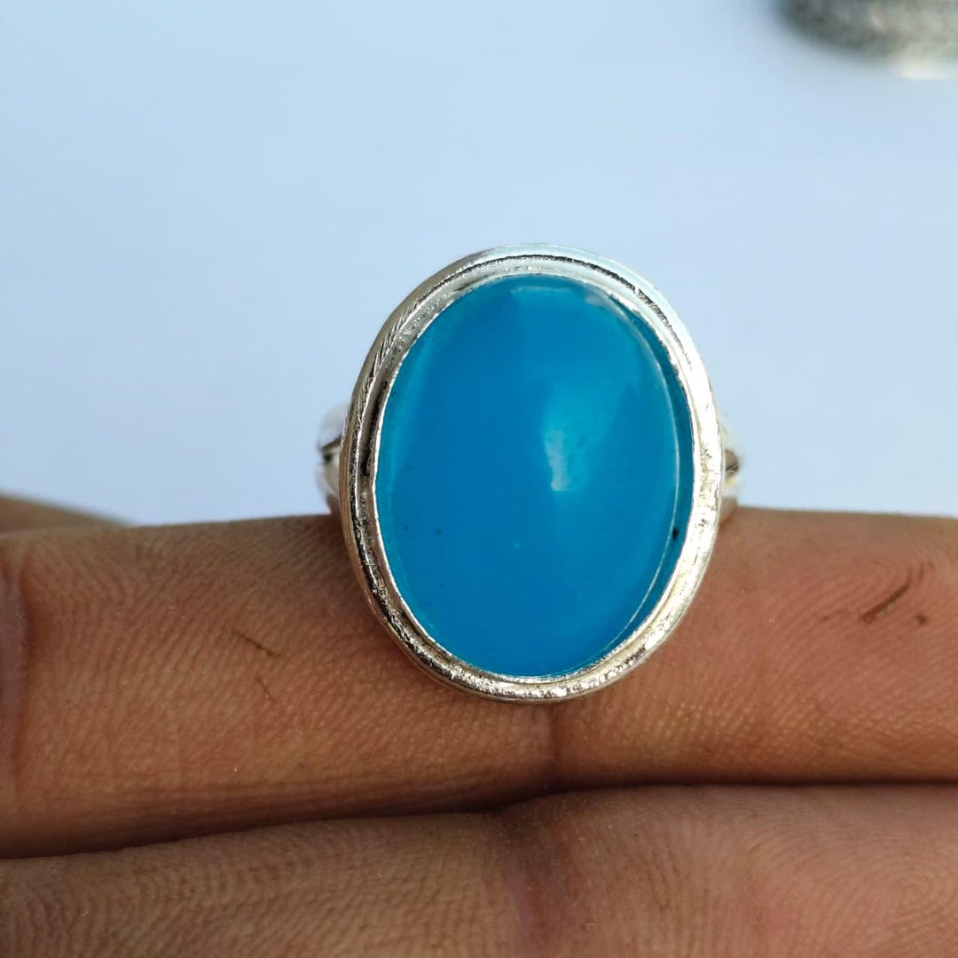 Handmade Sleeping Beauty Turquoise Oval Ring, 925 Sterling Silver ...