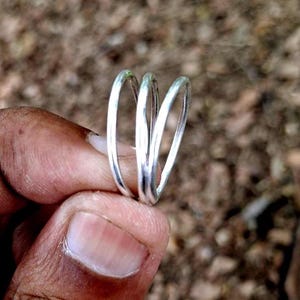 Minimalist Triple Band Silver Ring: Handmade Artisan Statement Jewelry