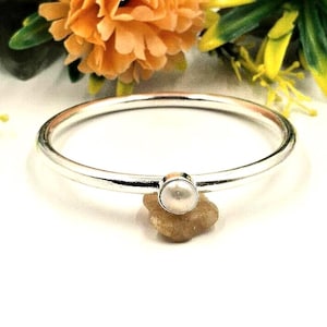 Pulsera de plata de ley: delicada pulsera de perlas, joyería hecha a mano