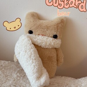 Schattige handgemaakte knuffels 'Bunbie' Custard Bear
