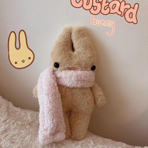 Schattige handgemaakte knuffels 'Bunbie' Custard Bunny