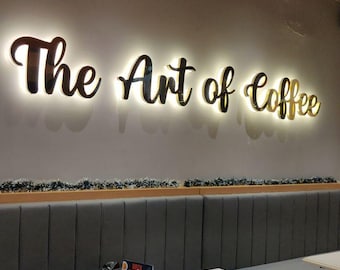 Insegna aziendale retroilluminata a LED 3D personalizzata, logo in acciaio inossidabile, segnaletica per vetrine