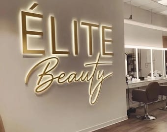 Custom 3D LED Backlit Business Sign, Stainless Steel Logo, Storefront Signage