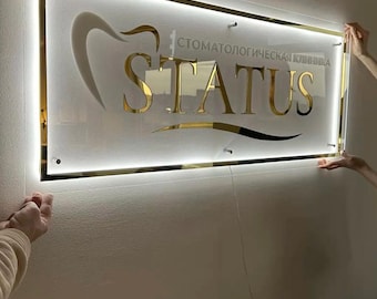 Custom LED Backlit Business Logo Sign, Acrylic Wall Decor