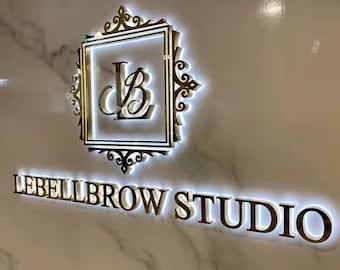 Custom 3D Backlit Logo Sign: Stainless Steel, Illuminated Business Sign