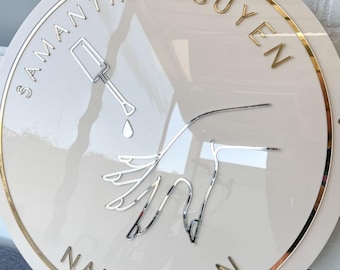 Custom Backlit Acrylic Business Logo Sign | Salon Decor