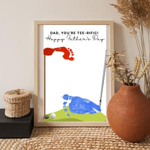 Vaderdagknutsel | Papa You Are TEE-RIFIC Footprint Golfthema Afdrukbare Craft | DIY-cadeau van kinderen | Direct downloaden | Een of twee kinderen