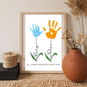 Créations manuelles pour la fête des pères pour 1 ou 2 enfants | Modèle de toile modifiable | Cadeau imprimable personnalisé pour papa, papa ou grand-père | Souvenir de bricolage