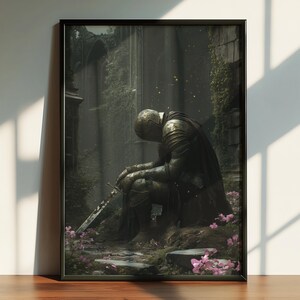 Póster de caballero de fantasía gótica, póster inspirado en Arcadia World, póster de música metal, póster digital imprimible