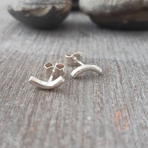 Tiny Wave Studs - Sterling Silver - 9mm curved earrings - Handmade in the UK