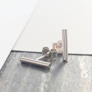 Bar studs Sterling Silver - 11mm - small minimalist earrings - Recycled silver - Handmade in the UK