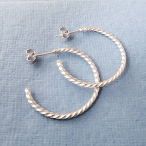 Twisted Spiral Hoops - 3cm Silver Hoop Earrings with butterflies - Recycled Sterling Silver - Handmade in UK