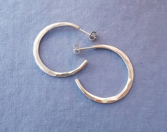 Handmade hoops - Sterling Silver hoop earrings - hammered hoops - made in the UK