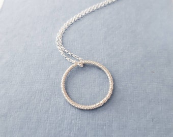 Layering Pendant Necklace - 18" chain - Sterling Silver - Twisted Round Pendant - Handmade in UK