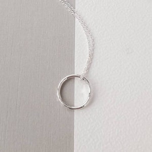Circle pendant - Sterling Silver - Delicate minimalist ring pendant - 18&quot; chain - Handmade in UK
