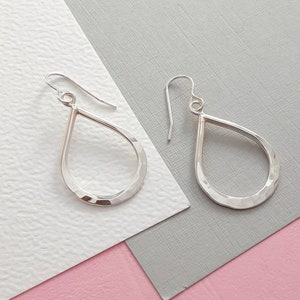 Hammered Pear Shape Sterling Silver Dangle Earrings Hammered Pear Shape Sterling Silver Dangle Earrings
